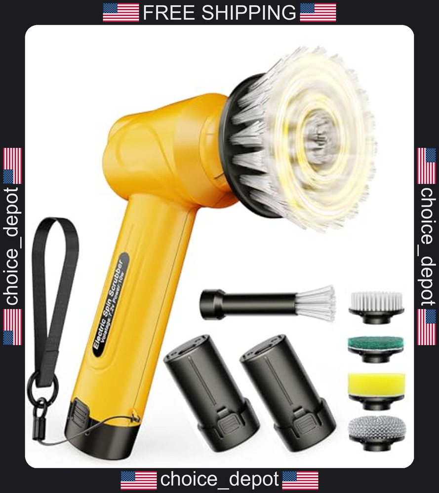 Electric Spin Scrubber 600RPM Cordless Power Cleaner for Bathroom Kitchen