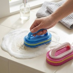 2Pcs Cleaning Scrub Brush with Handle for Bathroom Kitchen Tile Surface