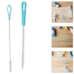 Sky Blue Plastic Straw Cleaning Brush Kit Long Reusable Household Tube Cleaner