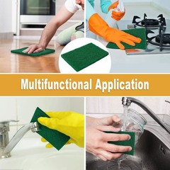 100 PCS Heavy Duty Scouring Pads 4×5.95 Inch Green Scrub Kitchen Scrubbers