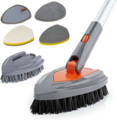 4-In-1 Long-Handled Tub Scrubber-Versatile Bathroom Cleaning Brush with Shower S