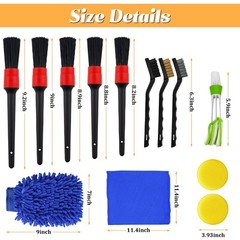 13PCS Car Detailing Brush Set, Vehicle Interior Cleaning Kit Includes Steel W…