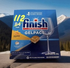 Finish Powerball Gelpacs Dishwasher Detergent Not 84 Not 100…. 112 ! Tabs Orange