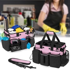 Portable Cleaning Supply Organizer, Pink Shoulder Strap