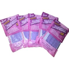 Flocked All Purpose Latex Gloves-5 Pair- Purple Size Small