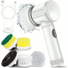 New Power Scrubber 5 Replaceable Brush Heads Electric Spin Scrubber Bathroom Cle