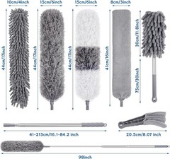 9PCS Dusters for Cleaning,Extendable Microfiber Duster with Extension Pole Up…