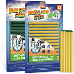 Drain Cleaner and Deodorizer Sticks, 24 Pcs Enzyme Drain Sticks – Natural Clog R