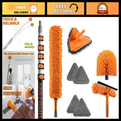 30ft High Reach Duster Kit – Telescopic Extension Pole for Ceiling Dusting & Win