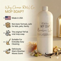 R&W CO. Original 32 oz Premium Mop Soap Brazilian Waves Scented, Gentle Floor…