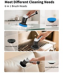 Electric Spin Scrubber, Cordless Household Cleaning Brush with 6 Replaceable …