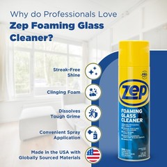 Zep Foaming Glass and Plexiglass Cleaner – 19 oz (Case of 4) ZUFGC19 – Foaming