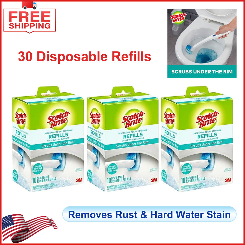 30 Pack Scotch-Brite Disposable Toilet Scrubber Refills 10 Count Each For Toilet