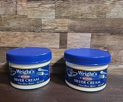 WRIGHT’S 8oz Jars ~SILVER CREAM~ Cleans/Shines/Restores! Two New Containers