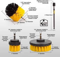 4 Pack Drill Brush Attachments Set, Power Scrubber with Extend Long Attachment，C