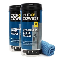 Heavy Duty Stainless Steel Cleaner , 40 Count, 2 Pack, with 12” x 12: Micro F…