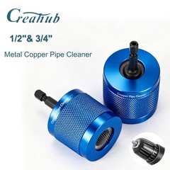 2pcs Copper Pipe Cleaner Drill Set 1/2″ 3/4″ Metal Plumbing Tube Brush Kit Tool