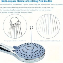 Stainless Steel Shower Head Cleaning Needles Nozzle Cleaner Pin Set Pipe Hole .