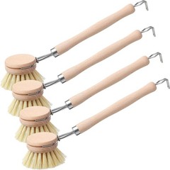 4 Pcs Kitchen Dish Brush with Beechwood Handle Natural Wooden Handle Scrub Brush