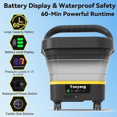 Portable Cordless Cleaner with Tank: Foldable Electric Cleaning Tool, 3.4 Gal…