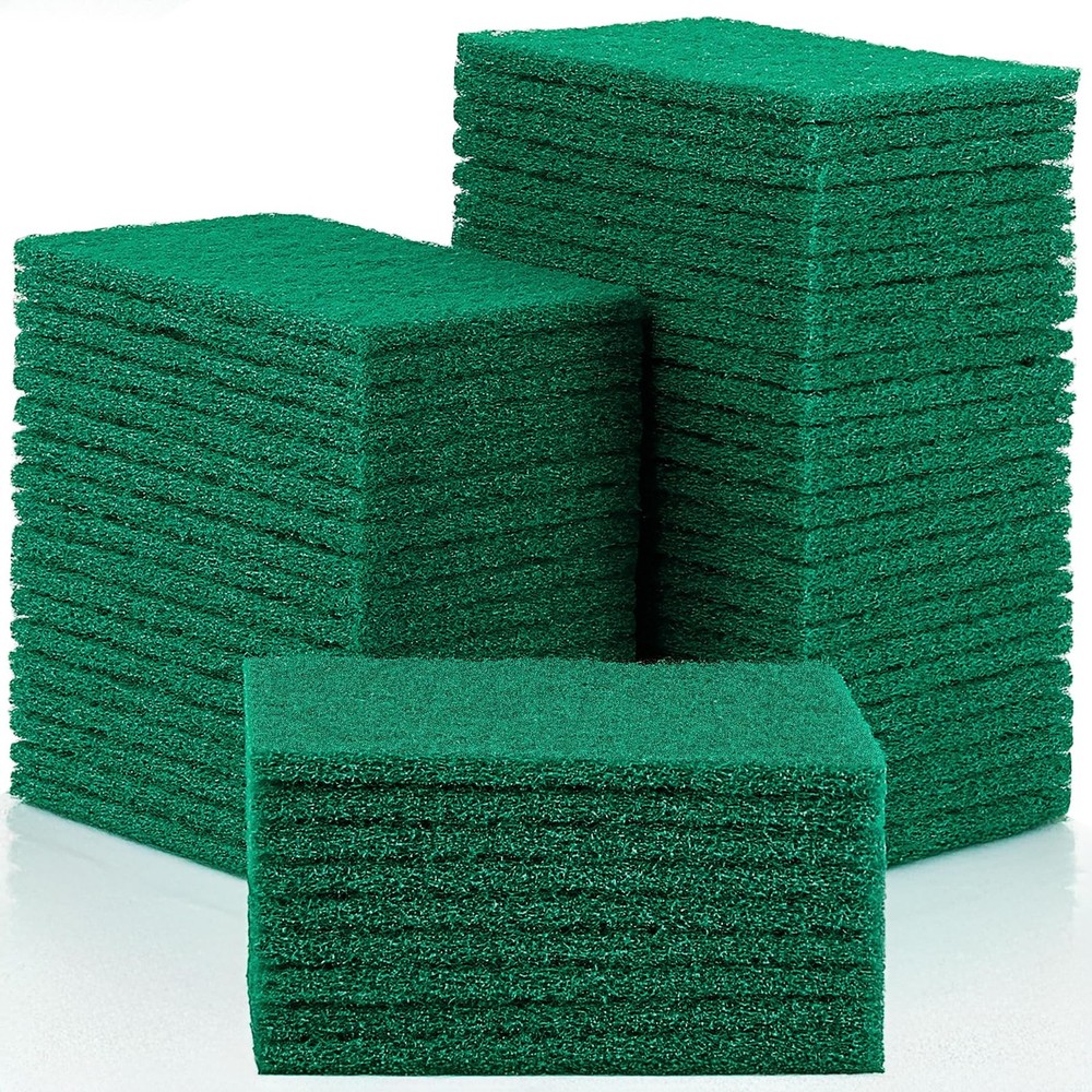 100 PCS Green 4×6 Inch Non Scratch Household Dish Scrub Scouring Pad