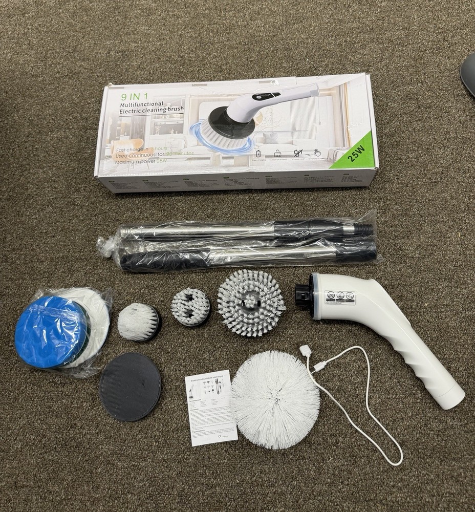 9-in-1 Electric Spin Scrubber Cordless Power Cleaning Brush Rechargeable SKU:T