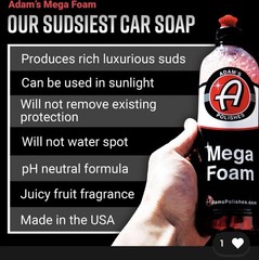Adam’s Mega Foam 16oz pH Neutral Car Soap For Car Washing, Concentated For W…