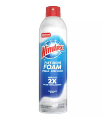 Windex 19 oz. Glass Cleaner Fast Shine Foam, Rainshower Scent Streak-Free Shine