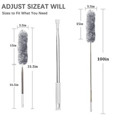 Microfiber Feather Duster Extendable Duster with 100 inches Extra Long Pole, …