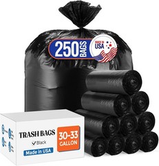 Delxo 30-33 Gallon Trash Bags, 250 Count ?C Medium Duty Garbage Bags, Thick, Du