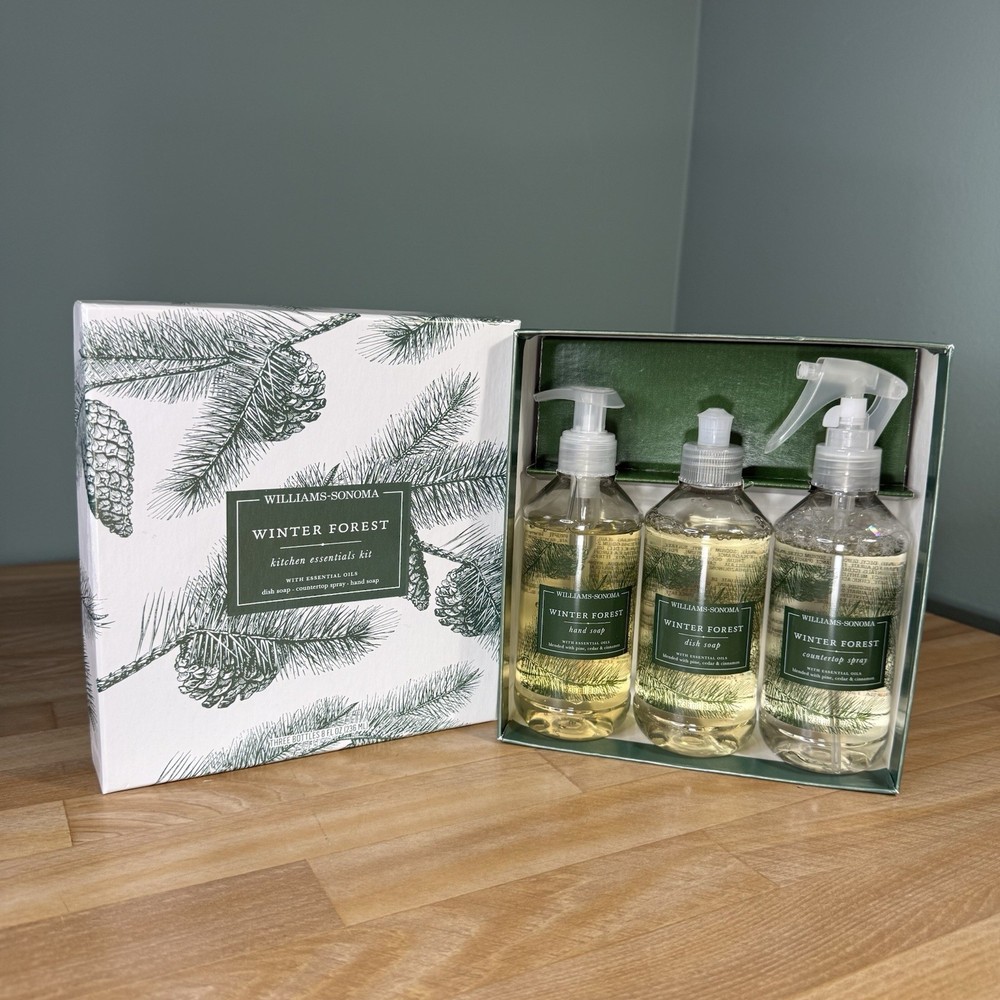 NEW Williams Sonoma Kitchen Essentials Kit WINTER FOREST Hand Dish Soap Spray