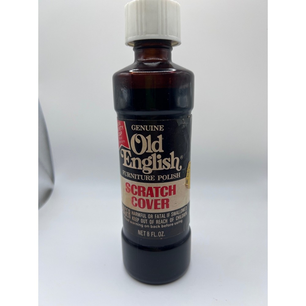 VTG Genuine Old English Scratch Cover 8OZ Glass Bottle 85% FULL Furniture Polish