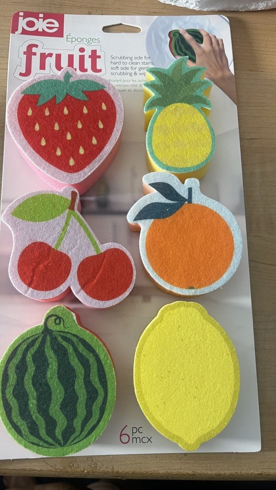 🆕Joie Fruit Sponges, 6 Pack 9×8.8x3cm – Decorative Sponges