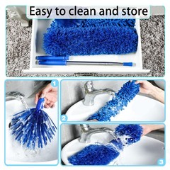 Duster, Microfiber Dusters with 2 Handle Sets, Durable 15-98.1 Inches Long Te…