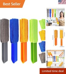 4 Pack Microfiber Dusters with Washable Sleeves for Effortless Cleaning