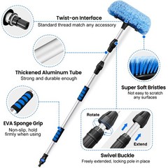 512 Foot 20ft Reach Car Wash Brush with 12Inch Soft Bristle, On/Off Switch Te…