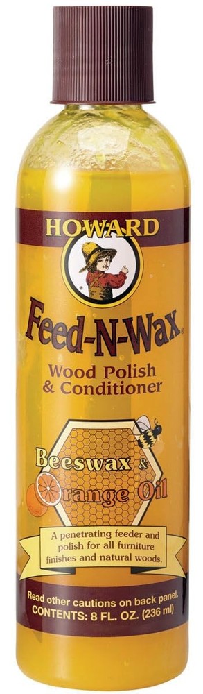 Howard Products FeedNWax Wood Polish & Conditioner, 8 oz, Orange