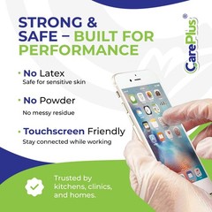 CARE PLUS Vinyl Gloves Clear Extra Large Size 200 Count X-Large,