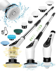 Electric Spin Scrubber, Cordless Cleaning Brush, Shower Scrubber with 8 Brush…