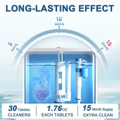 30 Tabs Toilet Bowl Cleaner Tablets Blue Septic-Safe Hard Water Stain Remove…
