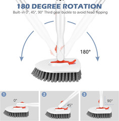 Floor Scrub Brush, 3-In-1 Tile Tub Floor Scrubber with 52-Inch Adjustable Long H
