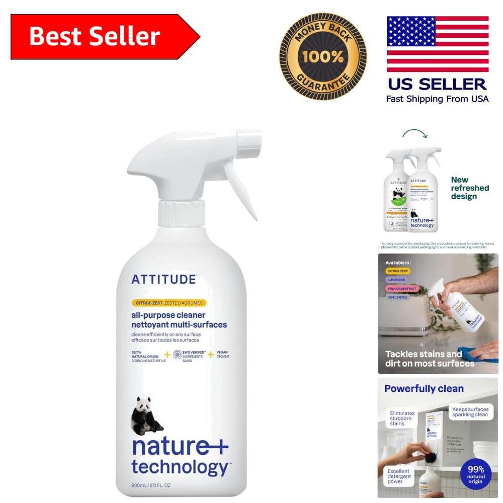 Eco-Friendly All-Purpose Cleaner – EWG Verified, 27.1 Fl Oz, Citrus Zest Scent