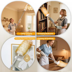 Extendable Lambswool Duster Stainless Steel Handle 133″ Removable Feather Duster