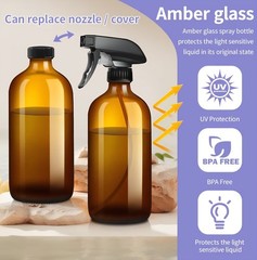9 Pack Amber Glass Spray Bottles 16oz