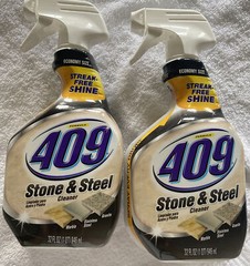 TWO Formula 409 Stone and Steel Cleaner Spray Bottles – 32 oz Each Economy Size
