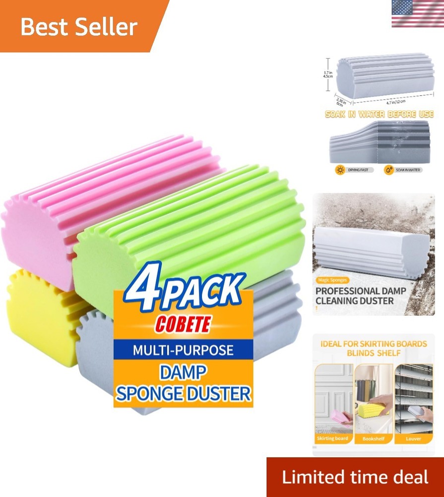Eco-Friendly 4-Pack Damp Duster Sponge – Versatile Cleaning for Home and Car