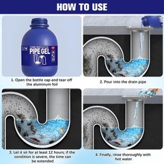 Pipe Bobo Drain Cleaner 10.6OZ, Professional-Grade Drain Clog Remover for Kitche