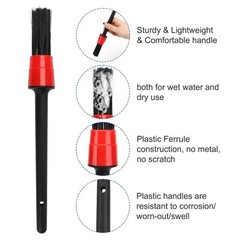 Auto Car Detailing Brush Set Car Interior Cleaning Kit Includes 3 Boar Hair D…