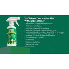 4 JOY Clean Boss Eat Cleaner Fruit & Veggie Natural Wash & Preserver pump, New
