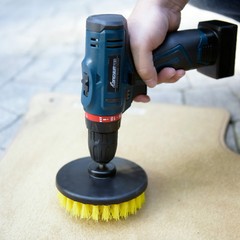 3 Pcs Carpet Mat 5″ Round Brush w/Power Drill Attachment (Soft, Medium, Heavy)